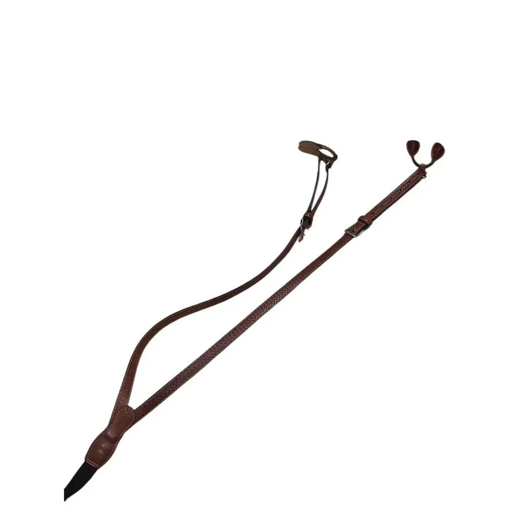 Men's Brown Leather Basketweave Embossed Button Suspenders - Picture 7 of 7